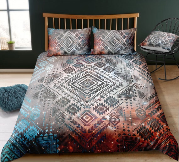 Monogram Duvet Cover Set Aztec Print Tribal Pattern Ethnic Etsy