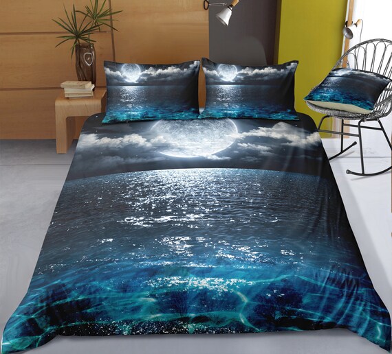 Water Duvet Cover Water Bedding Set Deep Blue Water Duvet Cover Relaxing Bedroom Decor Master Bedroom Bedding