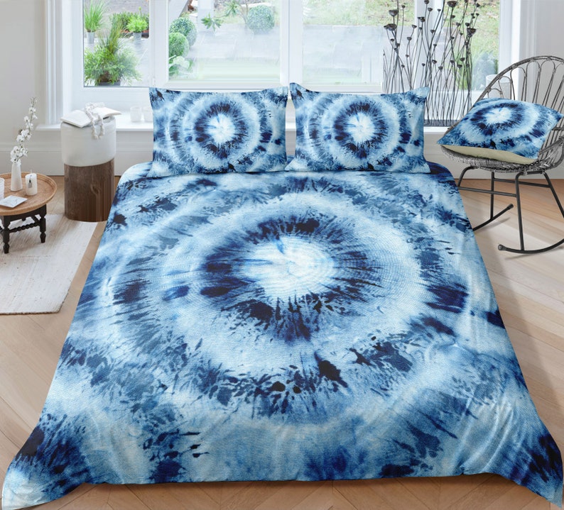 Tie Dye Duvet Cover Set Blue Bedding Hippie Ethnic Etsy