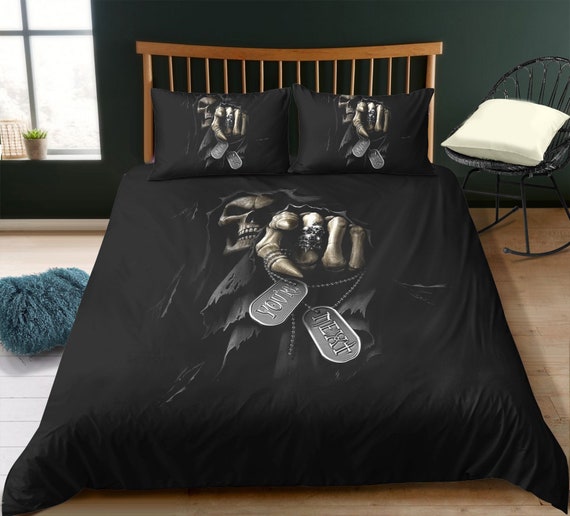 Skull Duvet Cover Black Evil Gothic Death Grim Reaper Etsy