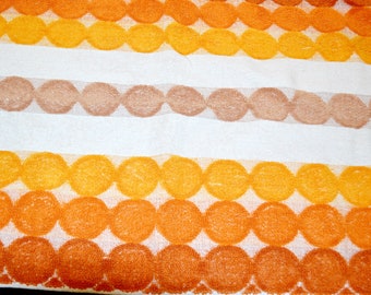 Beautiful vintage towel orange/white Seventies 70s Mid Century Retro terry cloth fabric sewing material