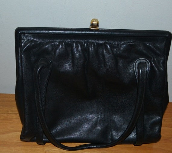 True Vintage Leather Handbag/Purse 50s Used Look … - image 2