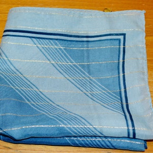 Vintage scarf 70s scarf blue/silver second hand wear carf foulard sjaal Sciarpa Bufanda Retro Mid Century Shabby Chic