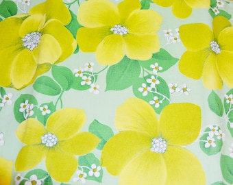 Oversized Vintage Bedding Set, Green, NEW, 160 x 200 cm, Cotton, 1970s Style, Retro, Mid-Century, Shabby Chic
