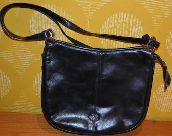 Vintage leather handbag by Assima 70s black vintage clothing retro second hand wear clothing clothing mid century