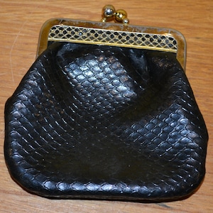 Portefeuille vintage pour petite monnaie années 70 noir rétro milieu du siècle vêtements d'occasion vêtements vintage shabby chic vêtements vintage