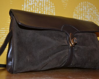 True Vintage Leather Handbag Brown 70s Retro ,Purse ,Mid Century ,Vintage Clothing,Second Hand Wear