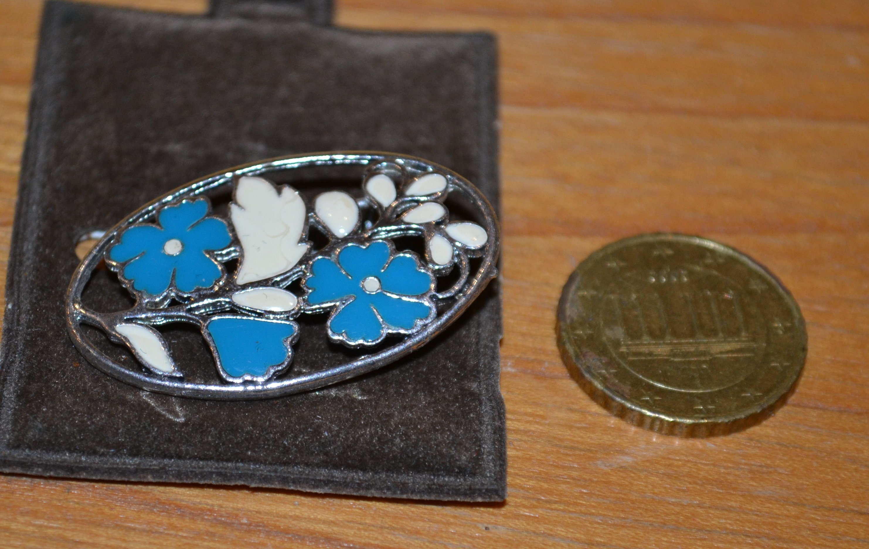 Broche Florale Vintage En Métal Argenté - Années 1970, Occasion, Sans Marque