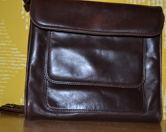 True Vintage  Leder Handtasche Braun  70er Jahre     Mid Century  Retro