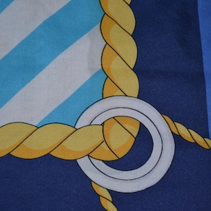 True Vintage scarf 70s maritime blue scarf
