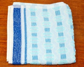 Vintage terry towel, blue, Seventies, 70s, Mid Century Retro, terry cloth fabric, sewing material