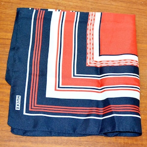 Beautiful vintage scarf red/blue 70s scarf foulard sjaal Sciarpa Bufanda Retro Mid Century Second Hand Wear Clothing