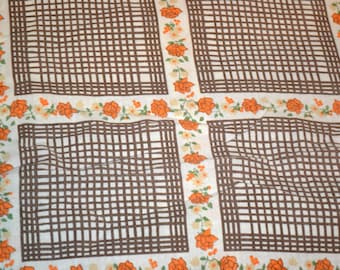 Super Vintage Bettwäsche Seventies   Baumwolle Weiß/Braun/ Orange  70er Jahre Retro Shabby Chic Landhausstil Vintage  Mid Century