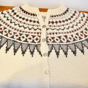 Vacker norsk vintagekofta för kvinnor, beige/grå, storlek L (40/42), retro vintage shabby chic lantlig stil, vintagekläder, begagnade plagg