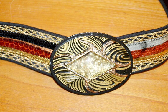 Beautiful 70s Vintage Belt, Red/gold, Retro Mid-century  display picture 1
