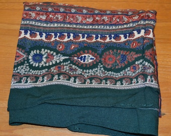 Vintage scarf 70s scarf green/beige vintage clothing retro scarf foulard traditional scarf folklore second hand wear clothing