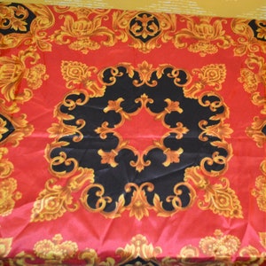 Vintage Scarf 70s Black/Red Neckerchief Vintage Clothing Retro Scarf Foulard Mid Century