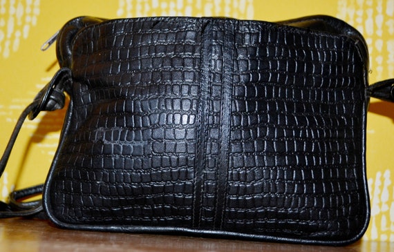 1970s Black Leather Bag / Leather Bag / Vintage Handbag / 