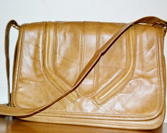 True Vintage 70er Jahre Leder  Handtasche Braun