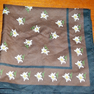 Vintage scarf brown 70s gentian costume Oktoberfest scarf traditional scarf folklore