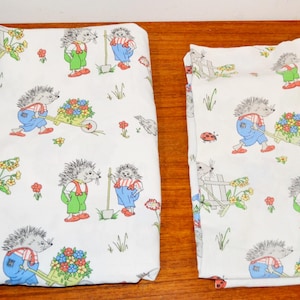 Super cute vintage bedding CHILDREN&#39;S duvet cover cotton hedgehog 70s retro shabby chic country style vintage mid century