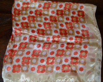Vintage NickiTuch 70s Orange / White Prilblumen Scarf