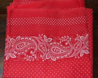 Vintage scarf 70s red cotton large dots scarf