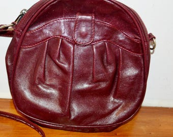 Vintage handbag, burgundy red, by Papillon, 80s retro mid-century purse clothing