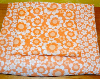 Schöne Vintage Bettwäsche 2teilig Orange /Weiß  Baumwolle 70er Jahre Retro Shabby Chic Landhausstil Vintage Clothing ohne Kissen