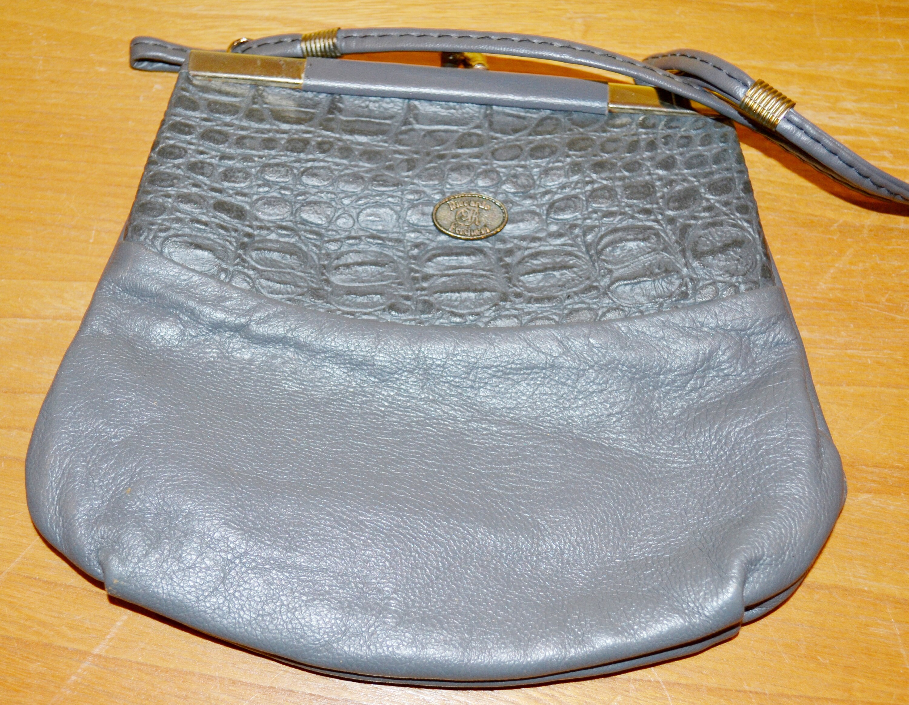 True Vintage Leather Handbag by Riccado Ferducci 70s Gray Second Hand Wear Vintage Clothing, Retro, Mid Century