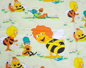 Ropa de cama de algodón vintage súper rara, colorida, Maya la Abeja, estilo retro de los años 70, shabby chic, estilo campestre, vintage, estilo moderno de mediados de siglo
