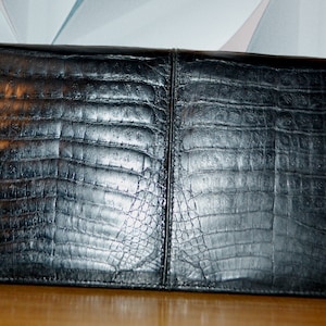 True Vintage 60s Handbag / Clutch Crocodile Look Black Vintage Clothing Retro Mid Century
