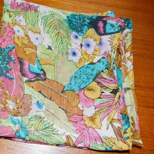 Vintage Scarf 80s Colorful Hawaii Floral XXL Scarf delicate