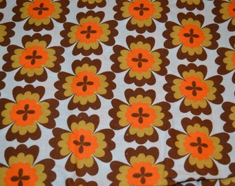 Beautiful sturdy vintage fabric in bright colors 350x120 Orange / Brown Mid Century Retro tablecloth Vintage fabric Shabby Chic