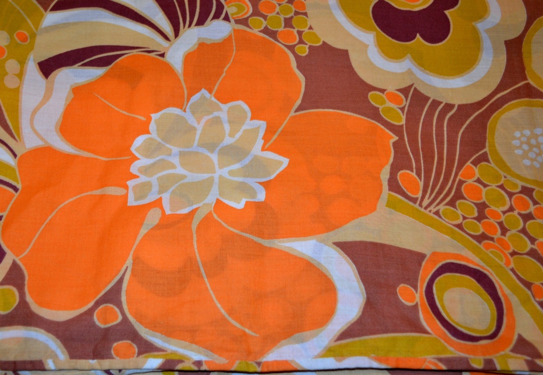 Beautiful Vintage Bed Linen Only Duvet Cover Cotton Orange/white 70s