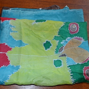 Vintage scarf 80s silk painting silk scarf