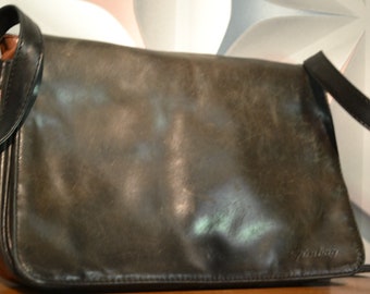 Vintage handbag black brown leather 80s