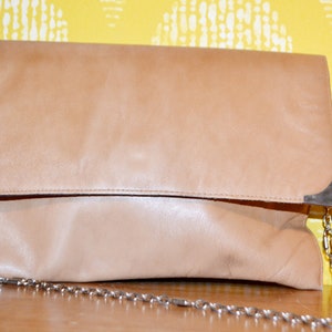 True Vintage Handbag / Clutch Light Brown 70s Retro Mid Century, Second Hand Wear, Vintage Clothing