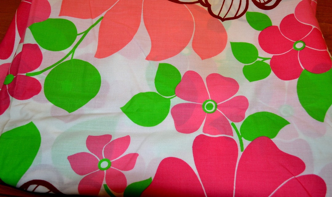 Super Vintage Duvet Cover Made of Strong Cotton PINK Pink Green 70s