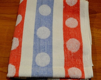 Beautiful vintage towel set colorful dots Seventies 70s Mid Century Retro terry cloth fabric sewing material