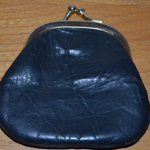 Leder Portemonnaie nachtblau blauschwarz Vintage  60s