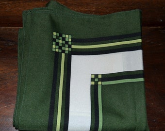 Vintage scarf 60s 70s large graphic green neckerchief