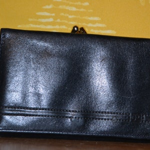 Vintage Leder Portemonnaie 70er Jahre  Schwarz  Second Hand Wear Vintage Clothing Retro