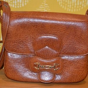 True Vintage  Leder Handtasche Orange/ Braun   70er Jahre Retro  ,Purse ,Mid Century   ,Vintage Clothing,Second Hand Wear