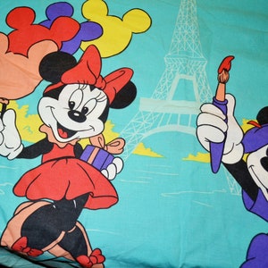 Super nice vintage bed linen Mickey Mouse Disney made of cotton 70s Retro Mid Century Shabby Chic