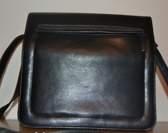 Vintage leather handbag black 80s