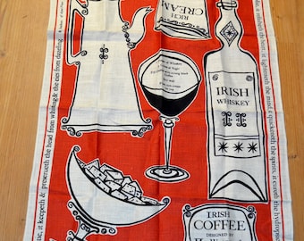 Beautiful vintage tea towel 50s Fifties Mid Century Vintage Tea Towel Retro Gift 1975 Birthday