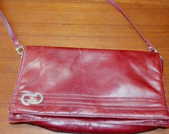 True Vintage Leather Handbag 70s Red Vintage Clothing Bag Secondhand Wear Seventies 70's
