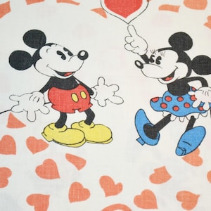 Beautiful Vintage Disney Mickey Mouse Fabric from Bedding RAR from the 70s 80s Retro Mid Century Shabby Bedding