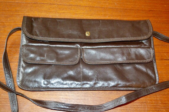 True Vintage Leather Handbag Brown 70s Retro Purse Mid Century